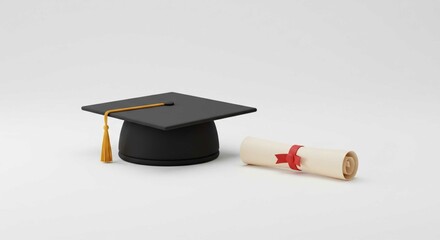 graduation cap and diploma