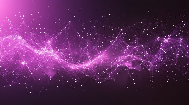 Abstract purple background with connecting dots and lines. Structure and communication. Plexus effect. Abstract science geometrical network background. - Powered by Adobe