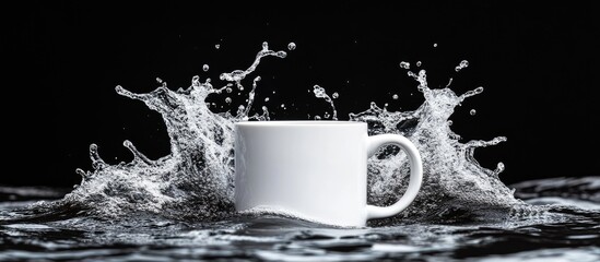 White mug surrounded by splashing water (1)