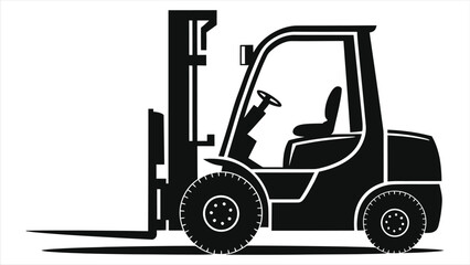 Vector Silhouette Illustration of a Forklift/A simple, black and white, silhouette illustration of a forklift.