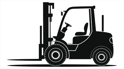 Simple Black Vector Silhouette of a Forklift/A clean, minimalist silhouette of a forklift against a neutral background.