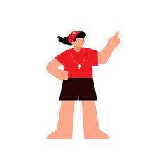 Female Lifeguard Giving Advice with Confident Pose – Flat Vector Illustration