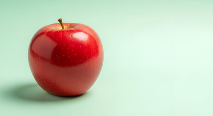 Fresh red apple on a light green background  