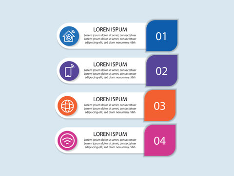4 Steps business data visualization timeline process infographic template design with icons.