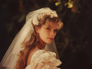 1990s bridal style fashion portrait model wedding bride lifestyle 90s vintage aesthetic film