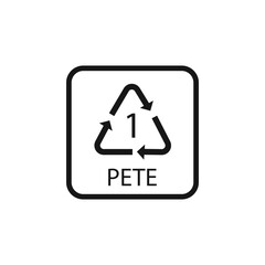 PETE Plastic Recycling vector logo