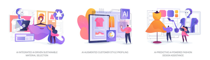 AI Innovations in Fashion Design abstract concept vector illustrations.