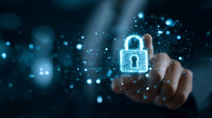 Digital Security Network Cyber Protection Abstract Padlock Blue Technology Data Privacy Secure Internet Safety Online System Global Network Connection Digital Innovation 