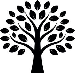 tree with leaves, vector tree silhouette