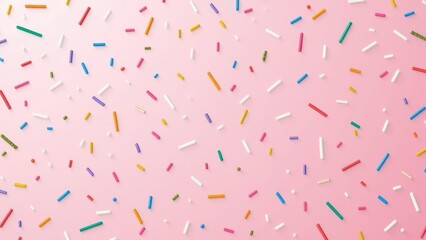 trendy pattern of colorful sprinkles for background of design banner, poster, flyer, card, postcard, cover, brochure over pink