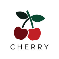 Minimal Cherry Logo Design &ndash; Vector Silhouette Style for Fresh Modern Branding
