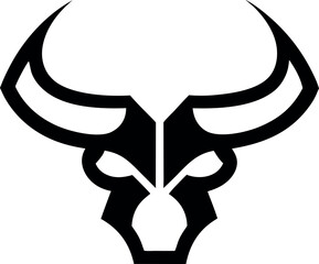 Black Bull face Logo. Bull head logo. bull OX logo.