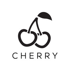 Minimal Cherry Logo Design &ndash; Vector Silhouette Style for Fresh Modern Branding
