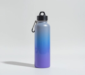 Ombre blue purple metal water bottle with carry loop