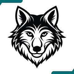 High Quality Vector Illustration of a Majestic Wolf Face with Detailed Features and Intricate Design