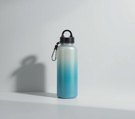 Blue gradient water bottle with carabiner