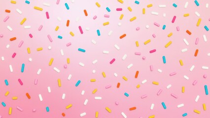 trendy pattern of colorful sprinkles for background of design banner, poster, flyer, card, postcard, cover, brochure over pink