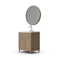 Single Bathroom Sink Furniture with Cabinet Isolated on Transparent Background