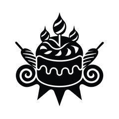 Celebration Cake with Candles and Swirls Icon