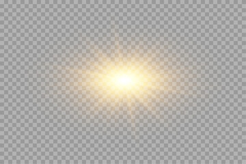 Special lens flare light effect. Light effects. Magical explosion with star dust. Yellow energy flash. Vector light stars.