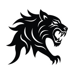 Black and White Angry Tiger Illustration Design