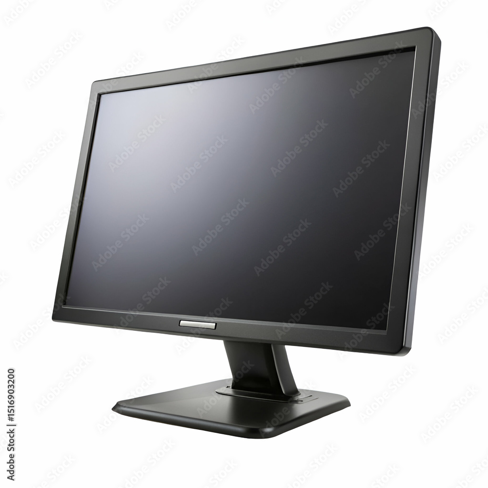 Poster modern computer monitor displaying a blank screen with clean lines and an isolated background