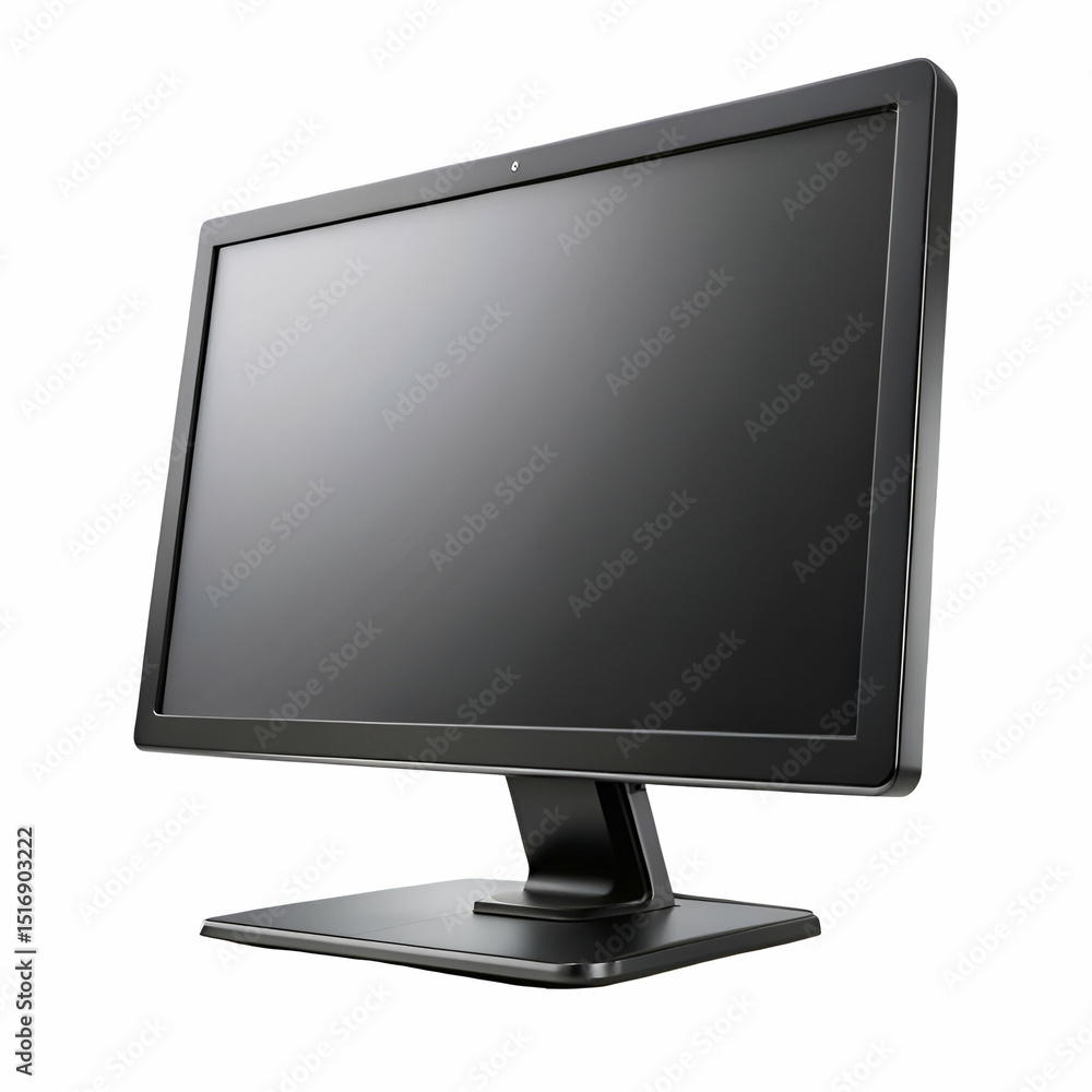 Poster modern black computer monitor display isolated on white background with webcam built in