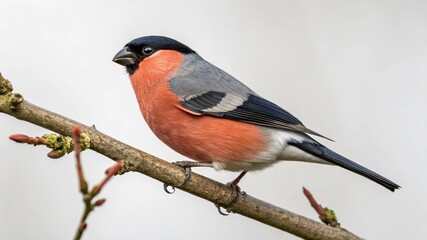 Fototapeta premium Eurasian Bullfinch on studio background