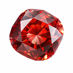 Stunning faceted ruby gemstone on white background displaying brilliance and exquisite facets