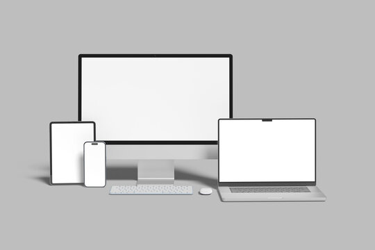 Multi devices responsive website blank mockup template