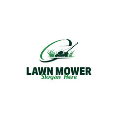 lawn mower logo design vector inspiration