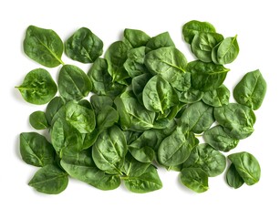 Fototapeta premium Fresh green spinach leaves on white background