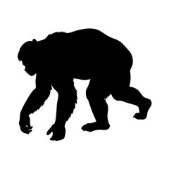 Black silhouette of a gigantopithecus walking illustration vector drawing design image art 90