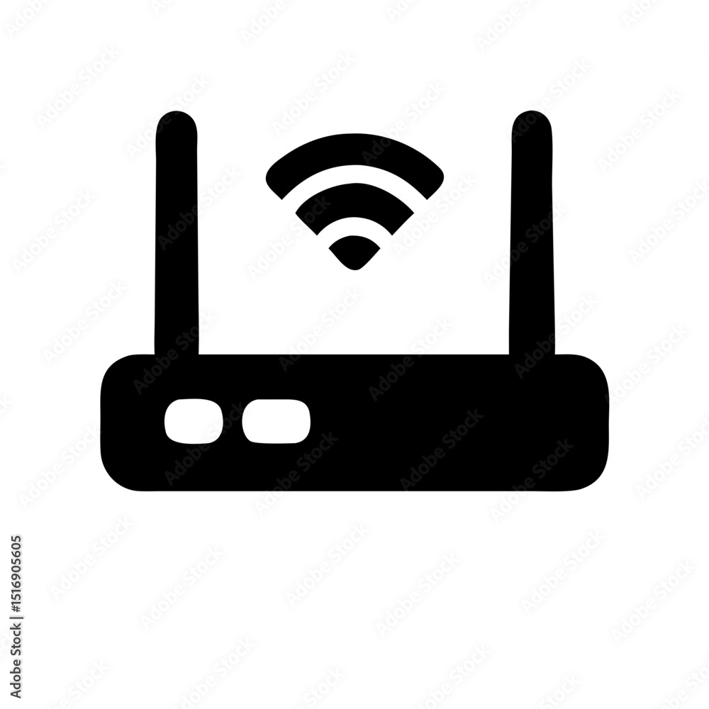 Poster wireless router vector icon illustration for internet connection and network signal access point