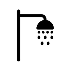 Shower head icon bathroom fixture plumbing water droplet hygiene clean bathing silhouette simple design