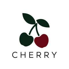 Minimal Cherry Logo Design &ndash; Vector Silhouette Style for Fresh Modern Branding
