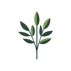 Elegant Green Leaf Branch NatureInspired Design Element
