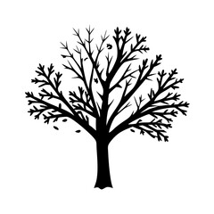 Obraz premium Download black and white tree silhouette vector art for autumn and winter season design needs