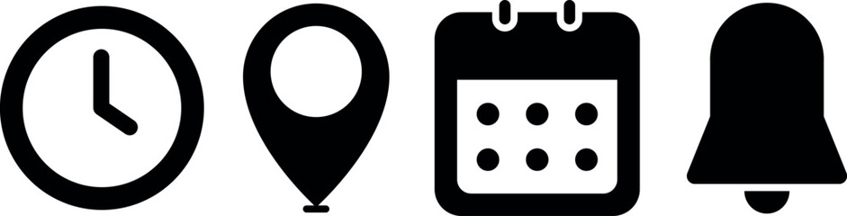 Fototapeta premium Location Time Calendar Notification Icons Pack