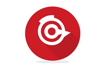 Obraz premium White Abstract Bird Inside Red Circle Flat Icon with Subtle Shadows
