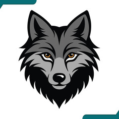 Fototapeta premium Wolf head vector illustration featuring wild animal art in black and white