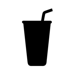 Beverage cup drink icon juice soda straw vector illustration refreshment takeaway plastic black cup