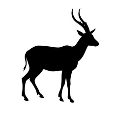 Silhouette of a majestic antelope with long horns wildlife animal vector illustration design art