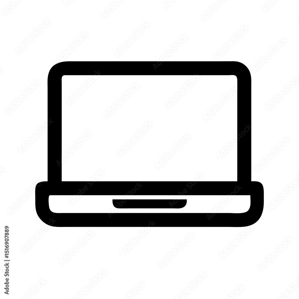 Aufkleber laptop computer vector icon for technology and business use minimal style black and white