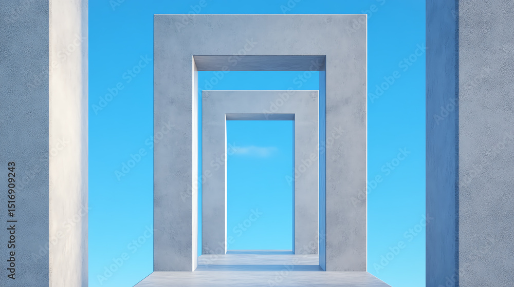 Poster abstract geometric structures create depth and open space, showcasing modern architectural design ag
