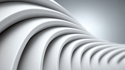 An abstract view of white curved surfaces creating a sense of movement and depth, perfect for modern architectural designs.