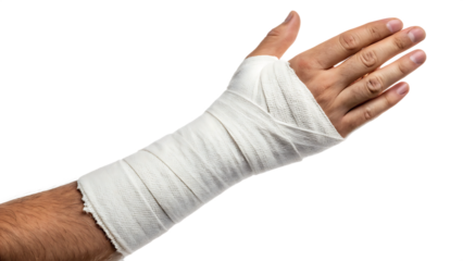 Bandaged arm isolated on a white background png ai generated