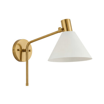 Gold metal and white sconce lamp