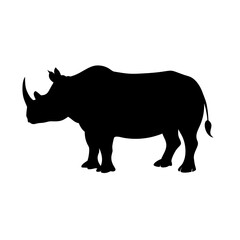Rhinoceros silhouette vector illustration, african wildlife animal outline drawing for design needs