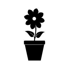 Black flower in pot vector illustration blossom plant floral garden nature spring summer design element art graphic